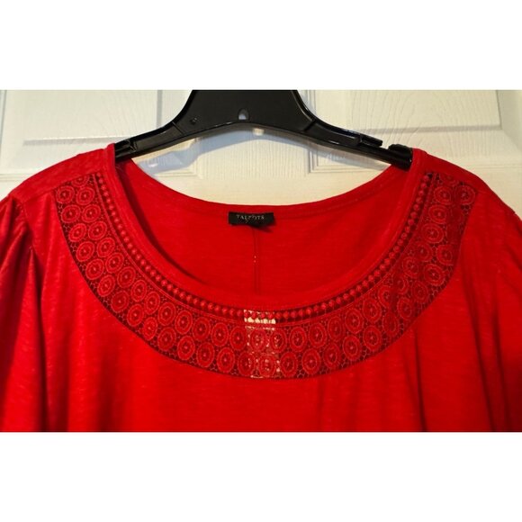 Talbots Dress 3X Red Short Flutter Sleeve Cotton Slub Washable Lightweight NEW - Picture 9 of 10